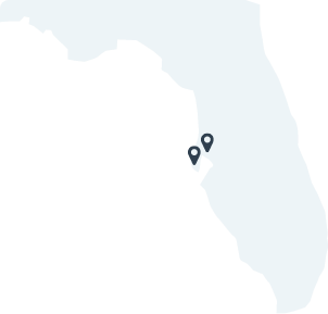 Map of Florida showing locations of dental offices in Westchase and Clearwater