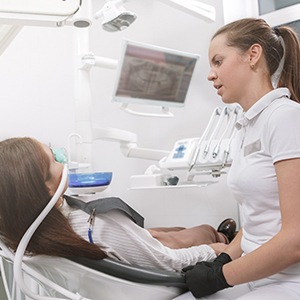 A woman receiving aftercare for nitrous oxide
